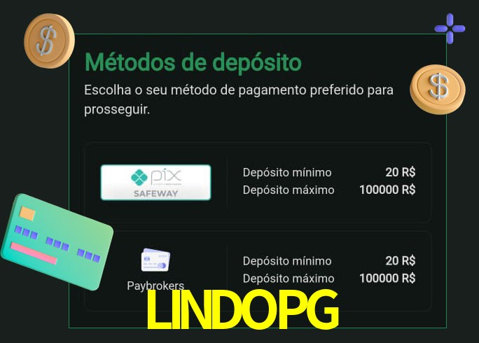 O cassino LINDOPGbet oferece uma grande variedade de métodos de pagamento